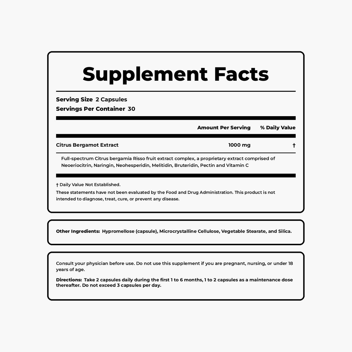 Citrus Bergamot 1000mg - 60 Capsules