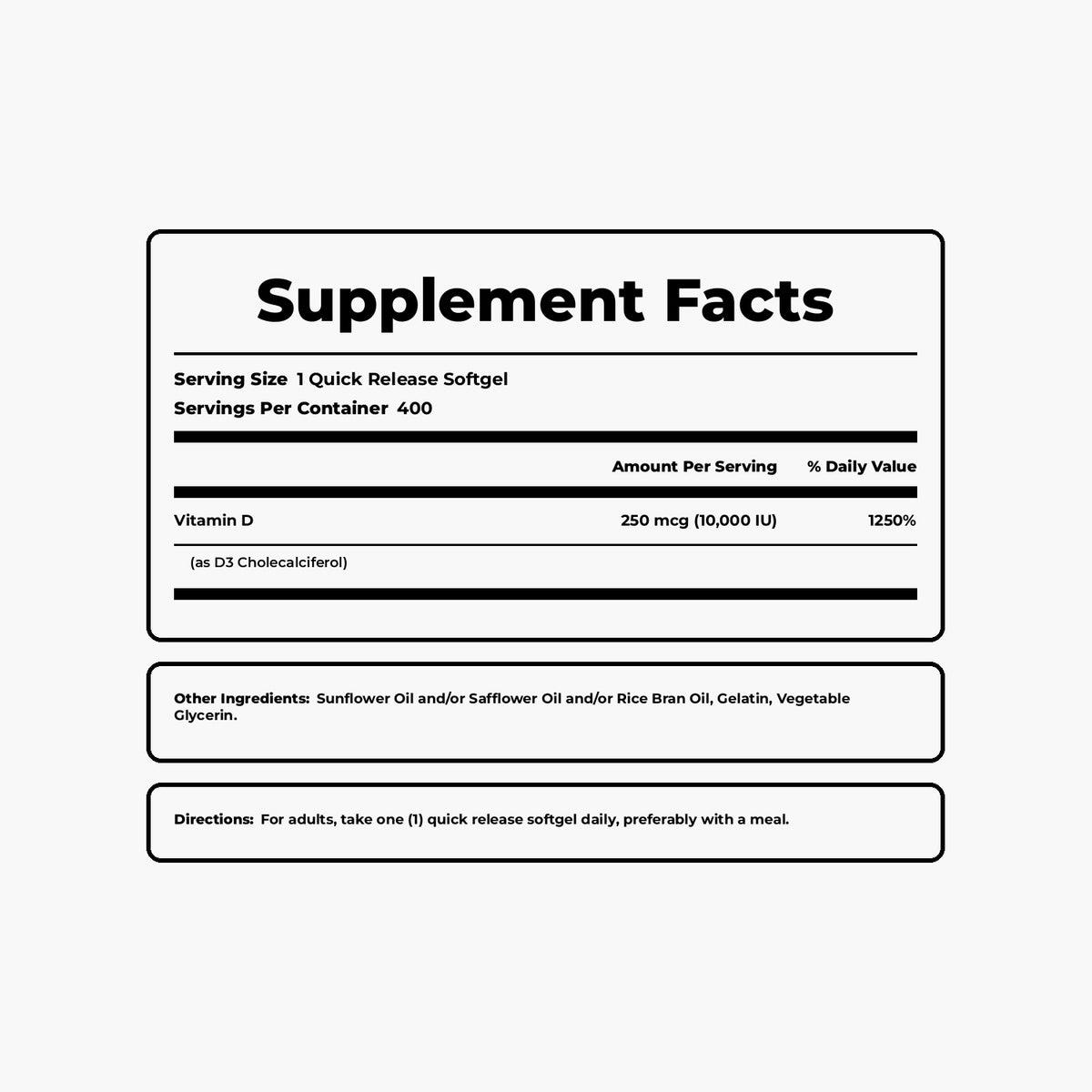 Vitamin D3 - 10000 IU - Softgels