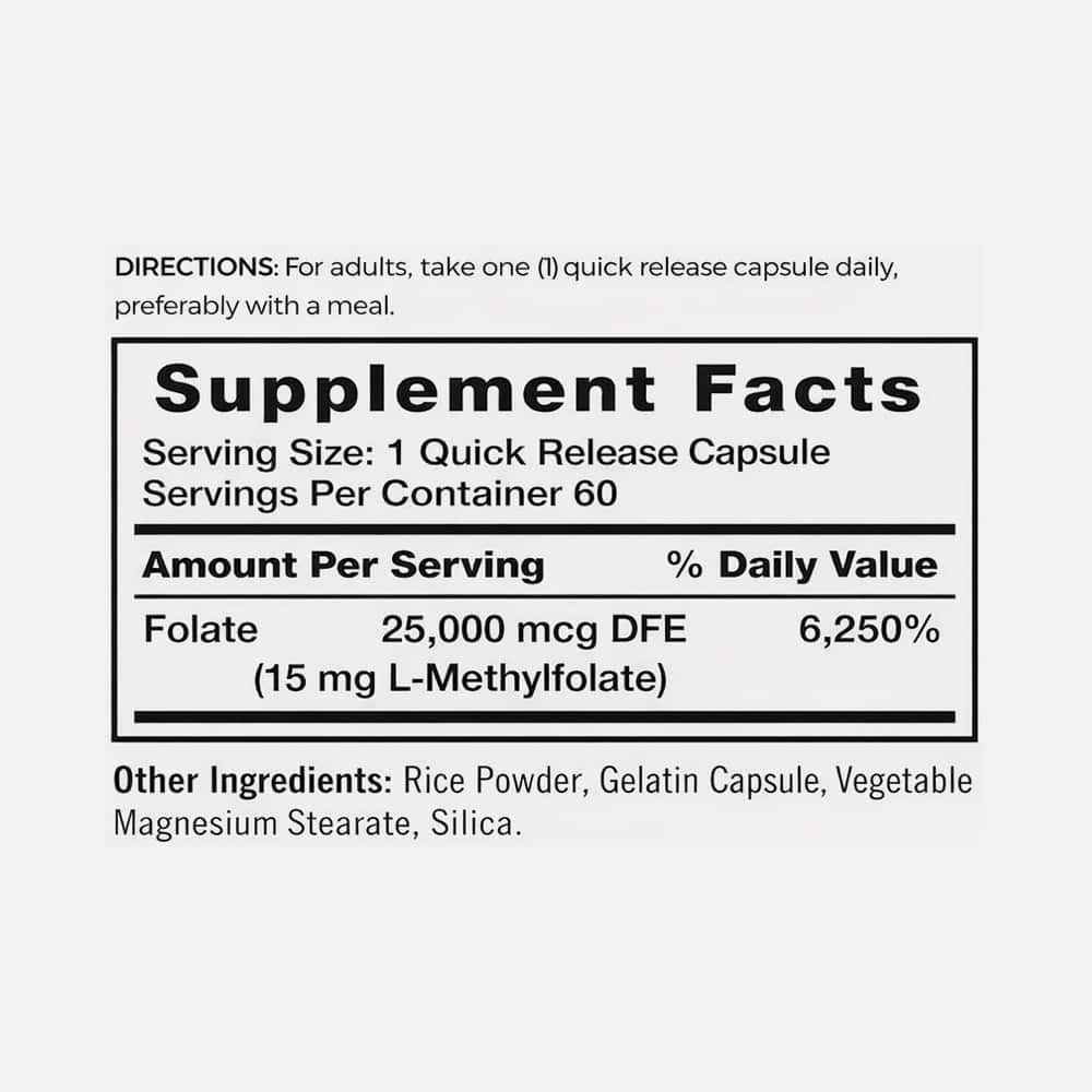 L-Methylfolate 15mg - 60 Capsules