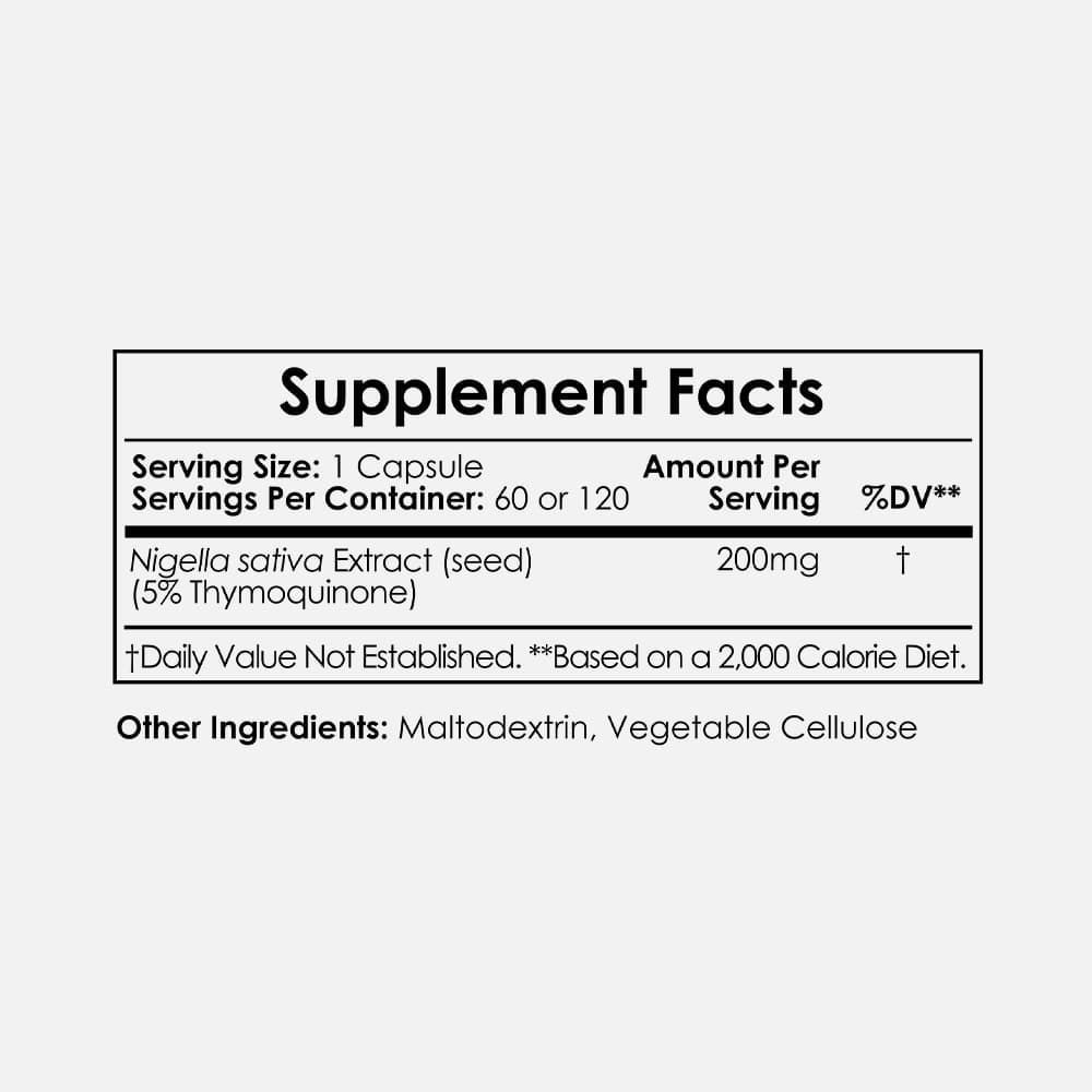 Nigella Sativa Extract 200mg (5% TQ) - 60 Capsules