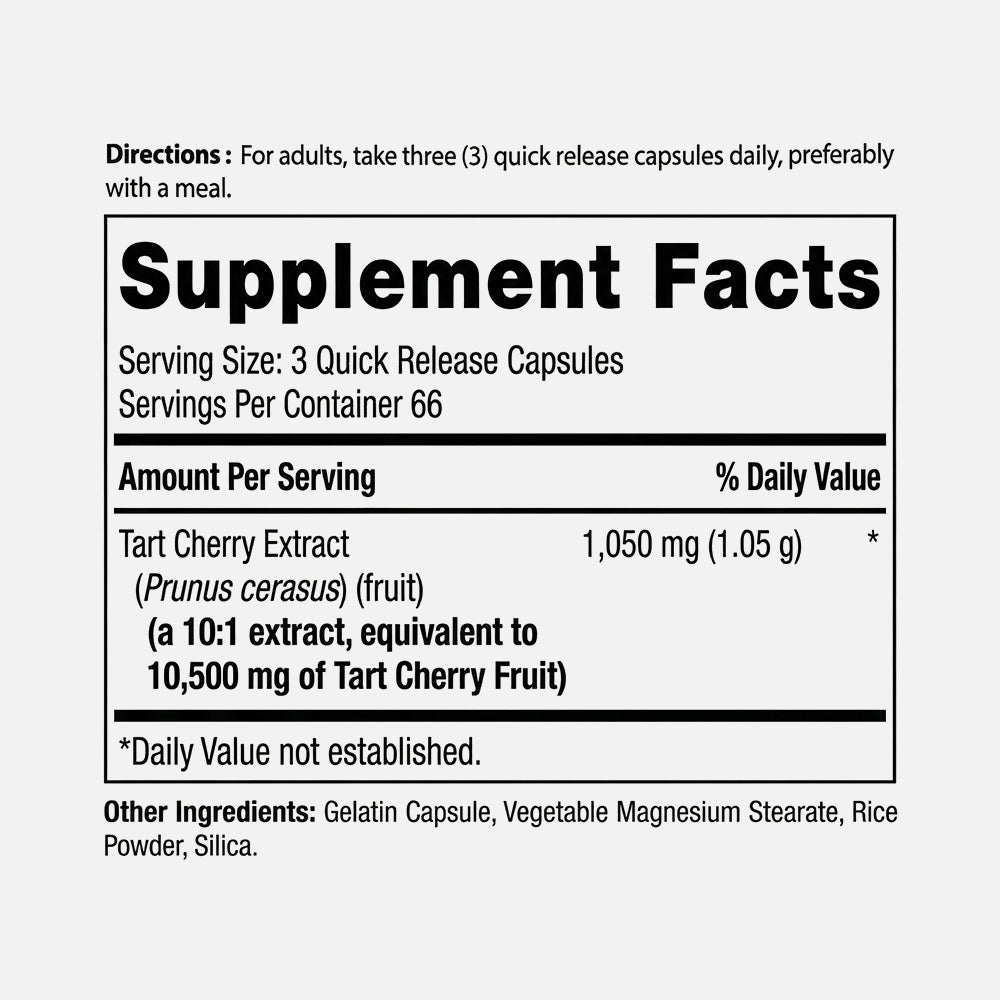 Tart Cherry 7000mg - 200 Capsules (Gluten Free)