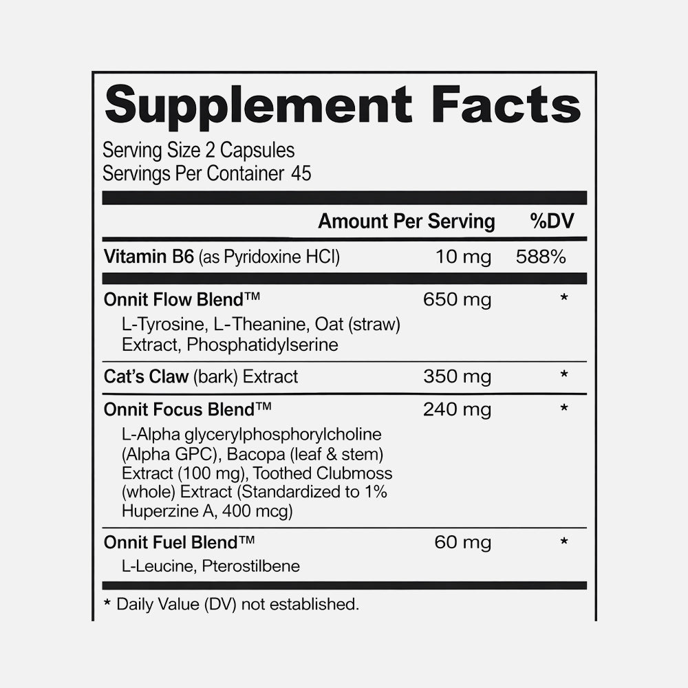 Alpha Brain Nootropic with L-Theanine & B6 - 90 Capsules
