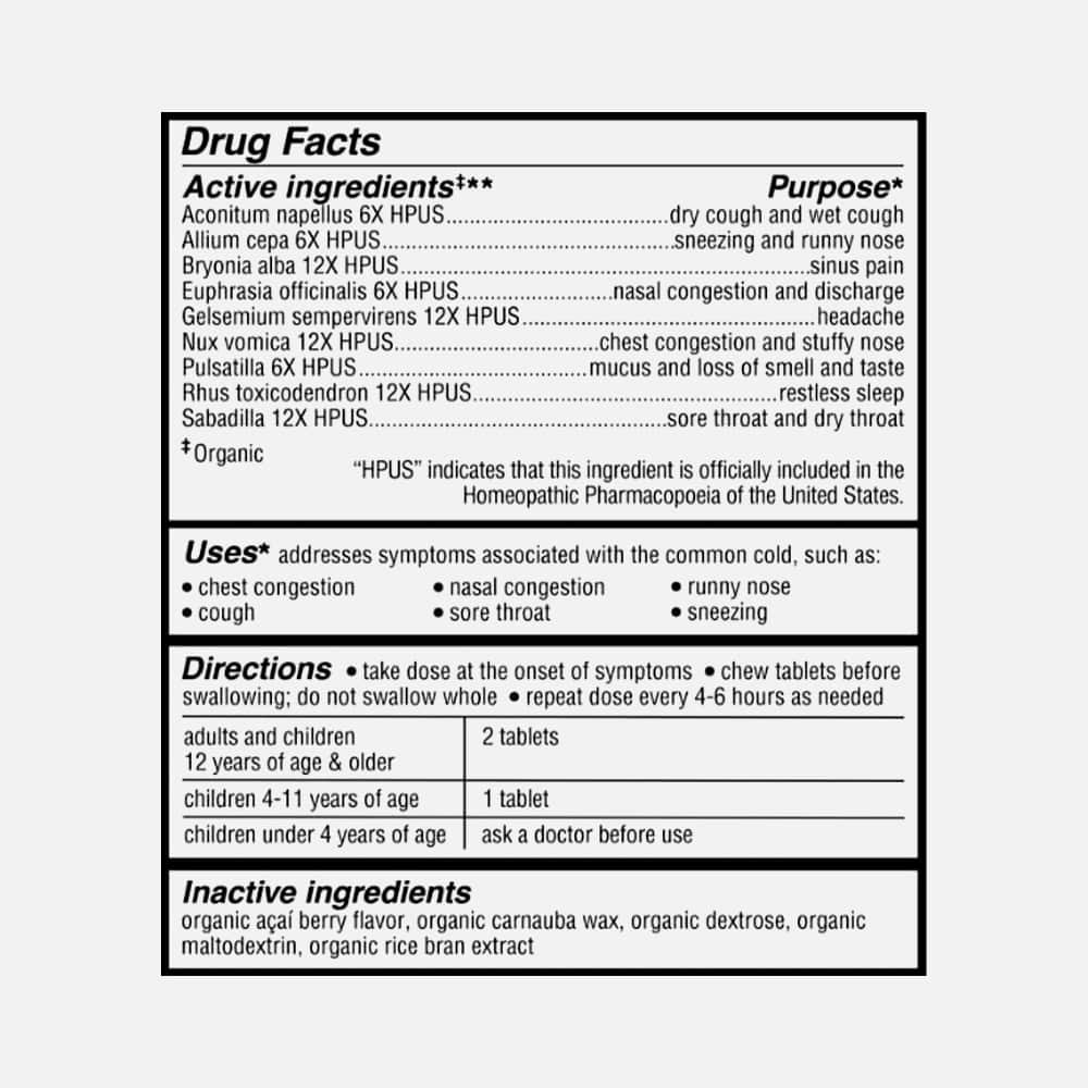 Genexa Cold Crush Homeopathic - 180 Chewable Tablets