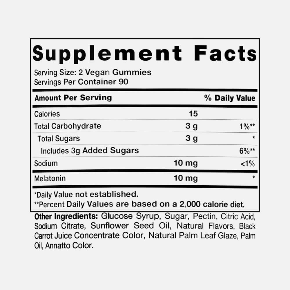 Melatonin 10mg - 180 Vegan Berry Gummies