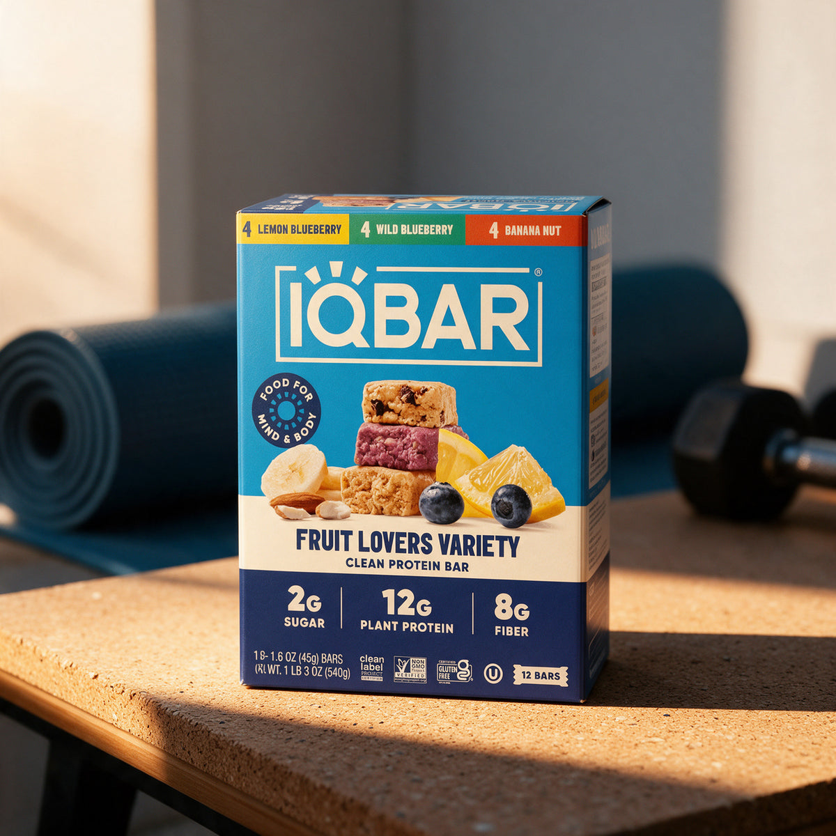 IQBAR - Brain + Body Protein Bars - Fruit Variety - 12 Bars