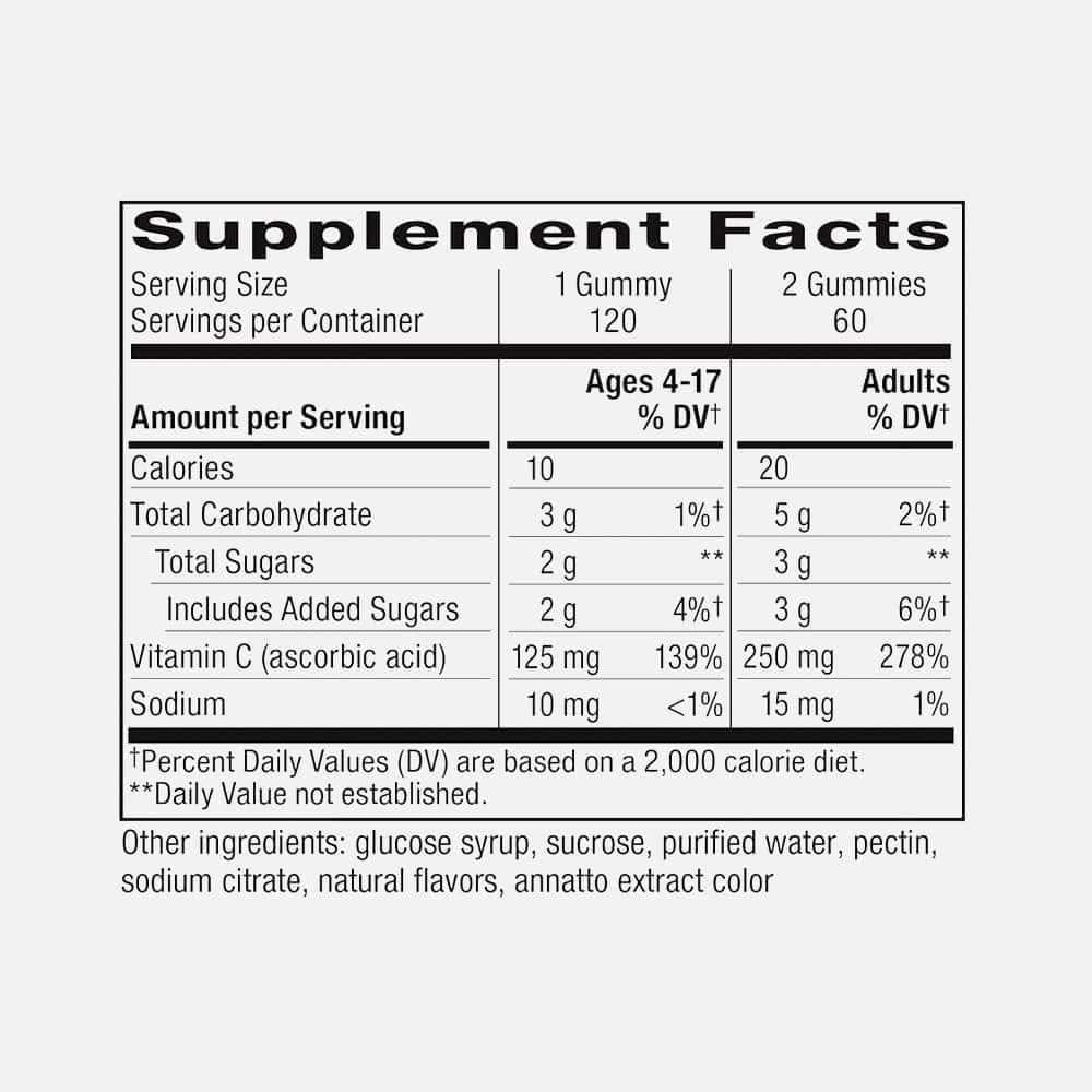 Vitamin C 250mg - 120 Orange Gummies