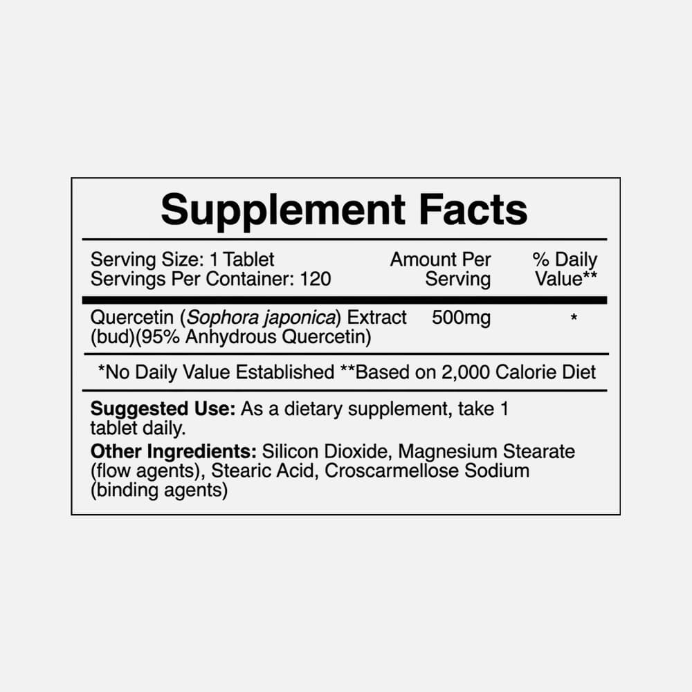 Quercetin Anhydrous 500mg - 120 Tablets