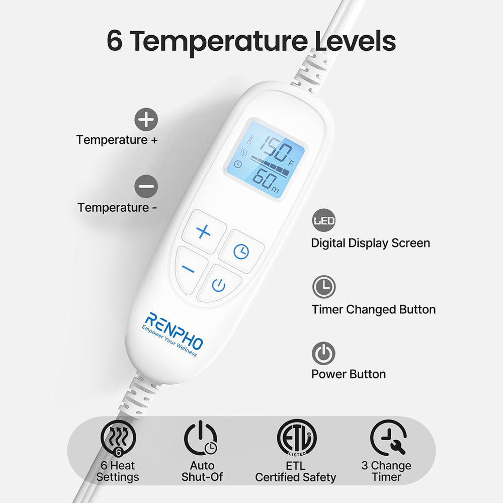 RENPHO Electric Heating Pad 24"x33" - Gray