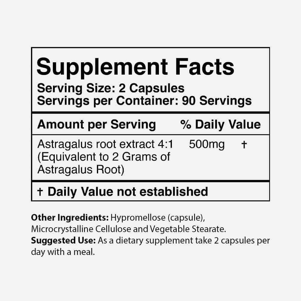 Astragalus 500mg - 180 Capsules