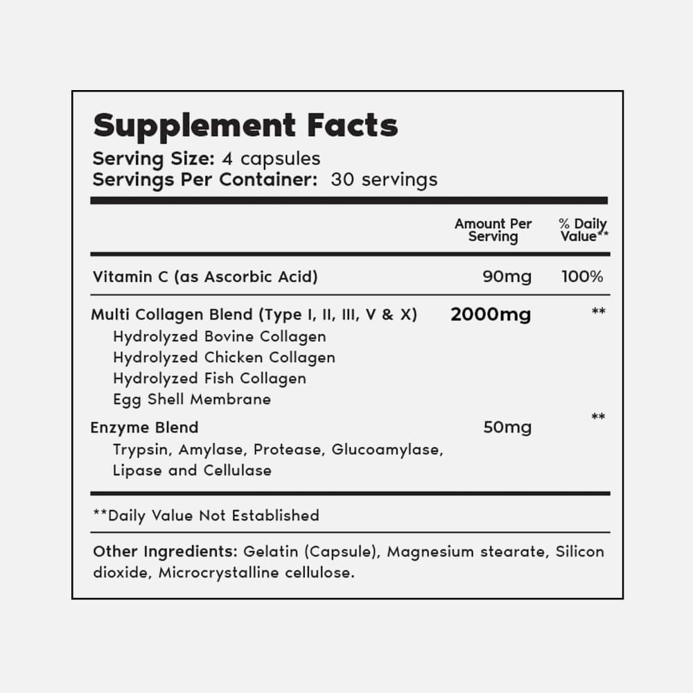 Multi Collagen Complex w/ Vitamin C 1200mg - 120 Capsules