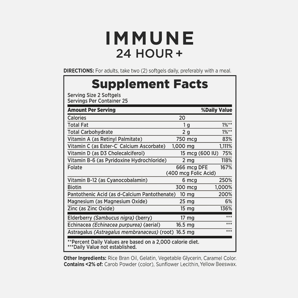 Immune 24 Hour+ Ester-C 1000mg - 50 Softgels