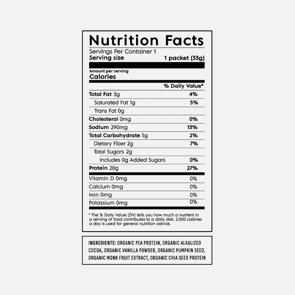 Truvani Organic Vegan Protein 20g - 10 Packets (Chocolate)