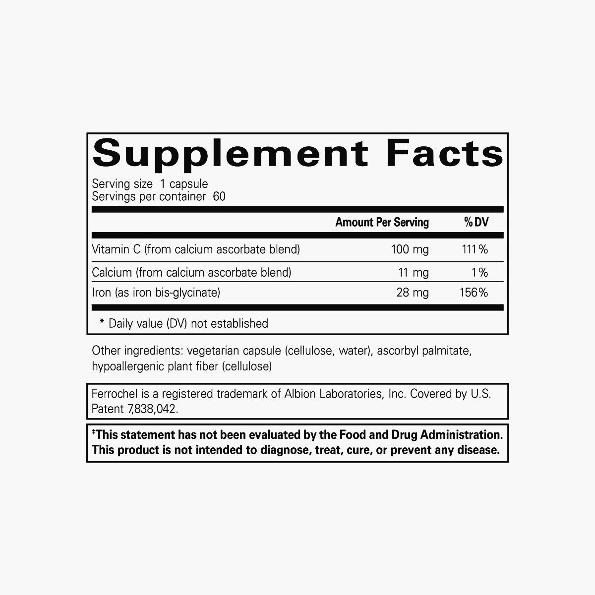 OptiFerin-C Iron & Vitamin C - 60 Capsules