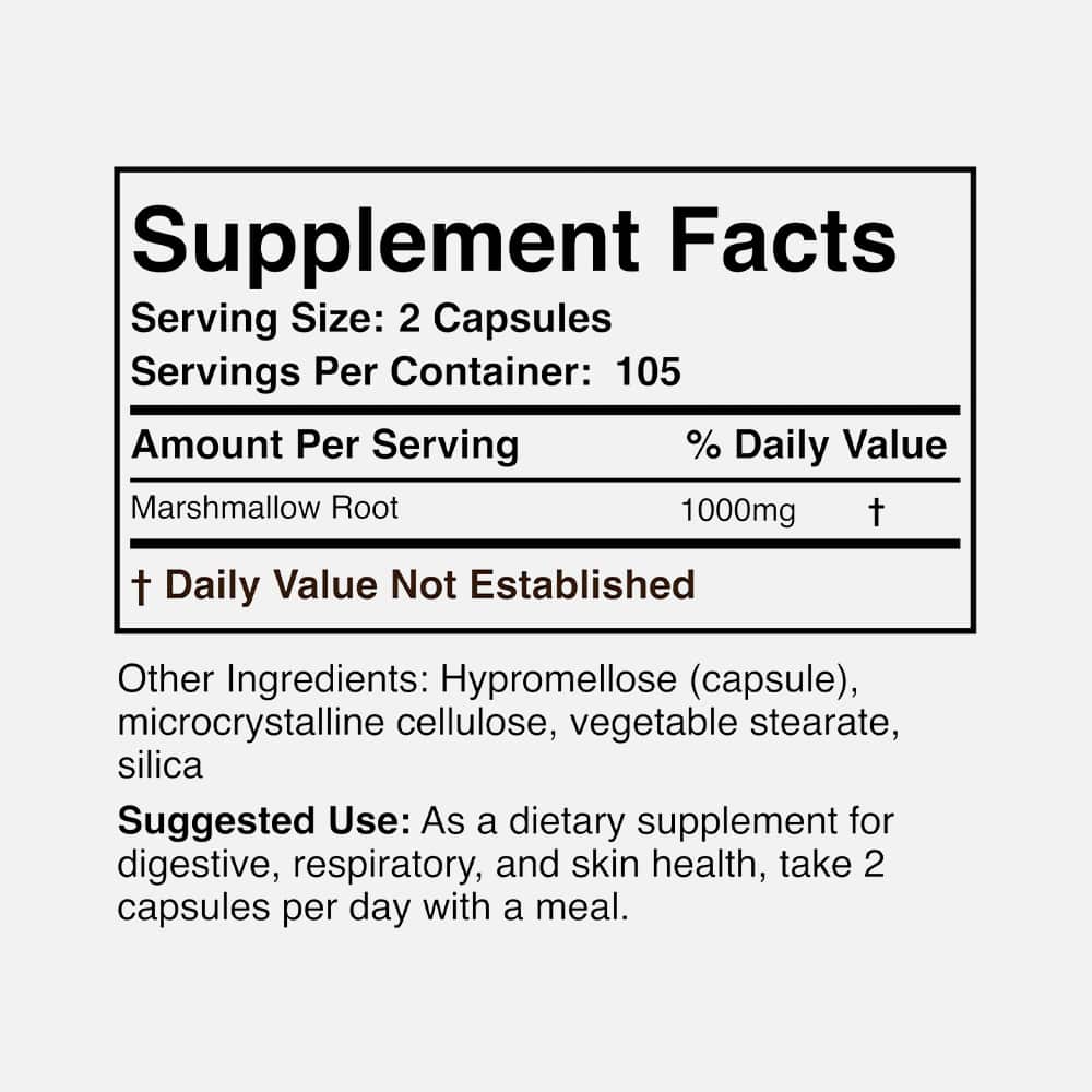 Marshmallow Root 1,000mg - 210 Vegan Capsules