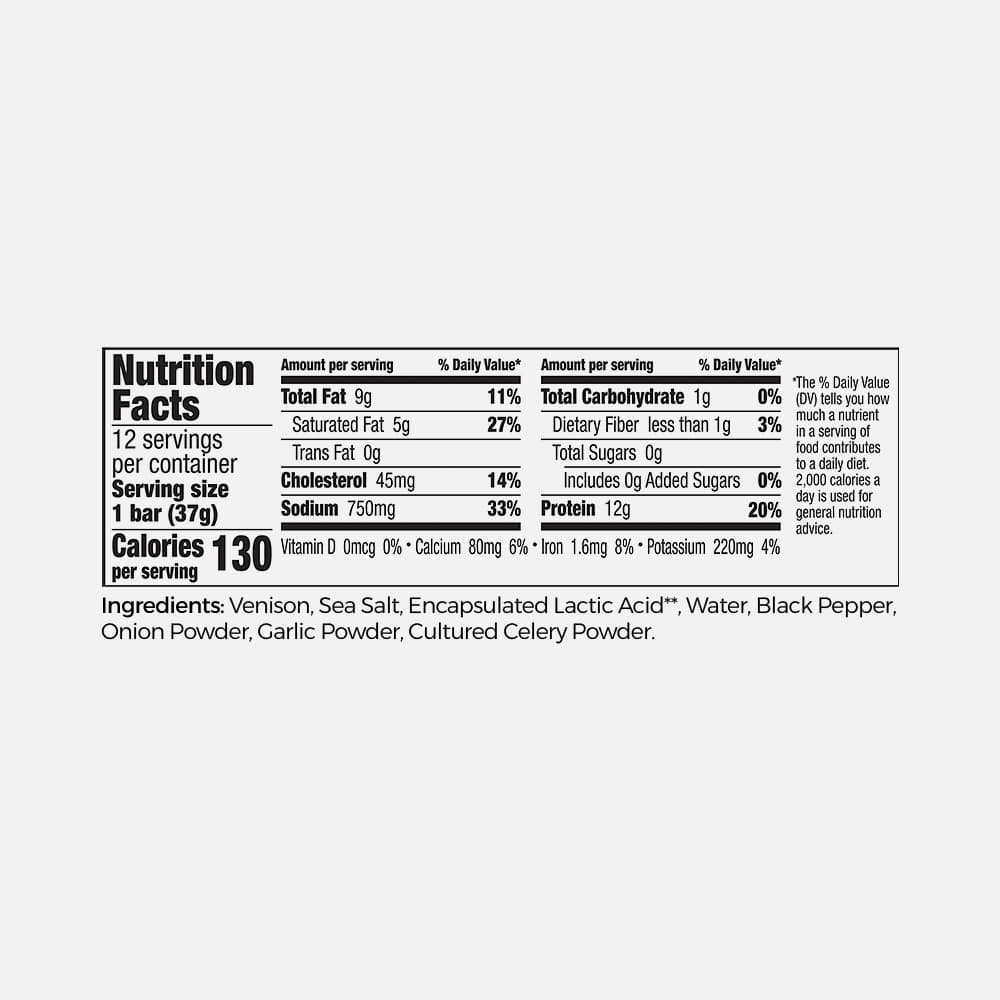 Venison Sea Salt & Pepper Bars 12g - 12 Bars