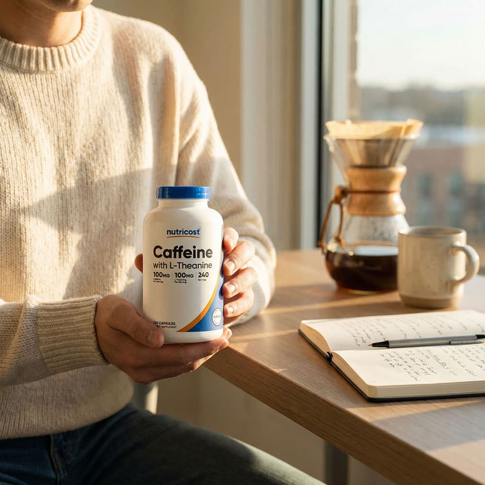 Caffeine with L-Theanine 100mg - 240 Capsules