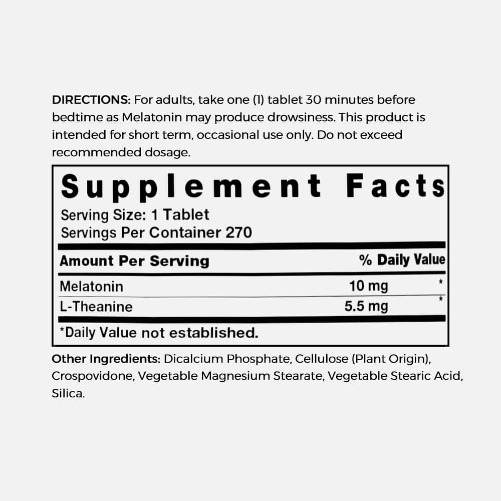 Melatonin 10mg with L-Theanine - 270 Tablets