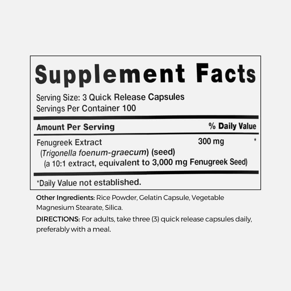 Fenugreek Extract 300mg - 300 Capsules