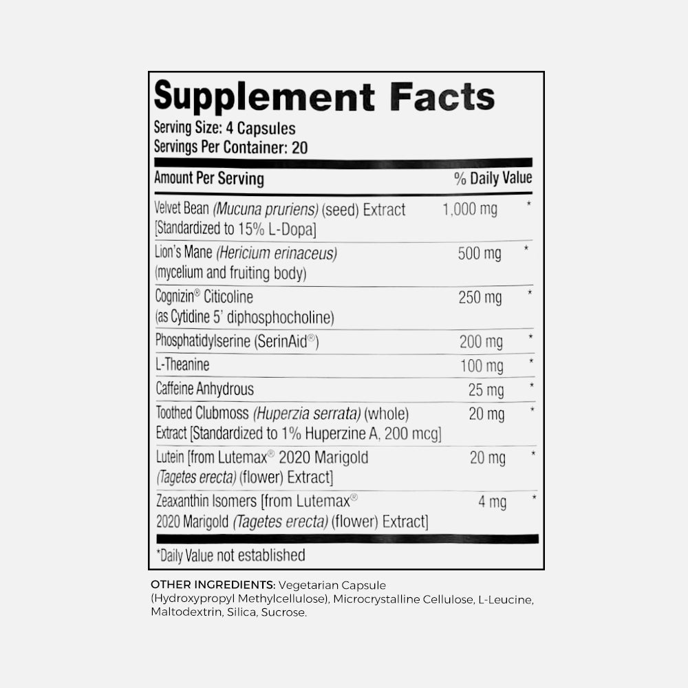 Alpha Brain Black Label Citicoline - 80 Capsules
