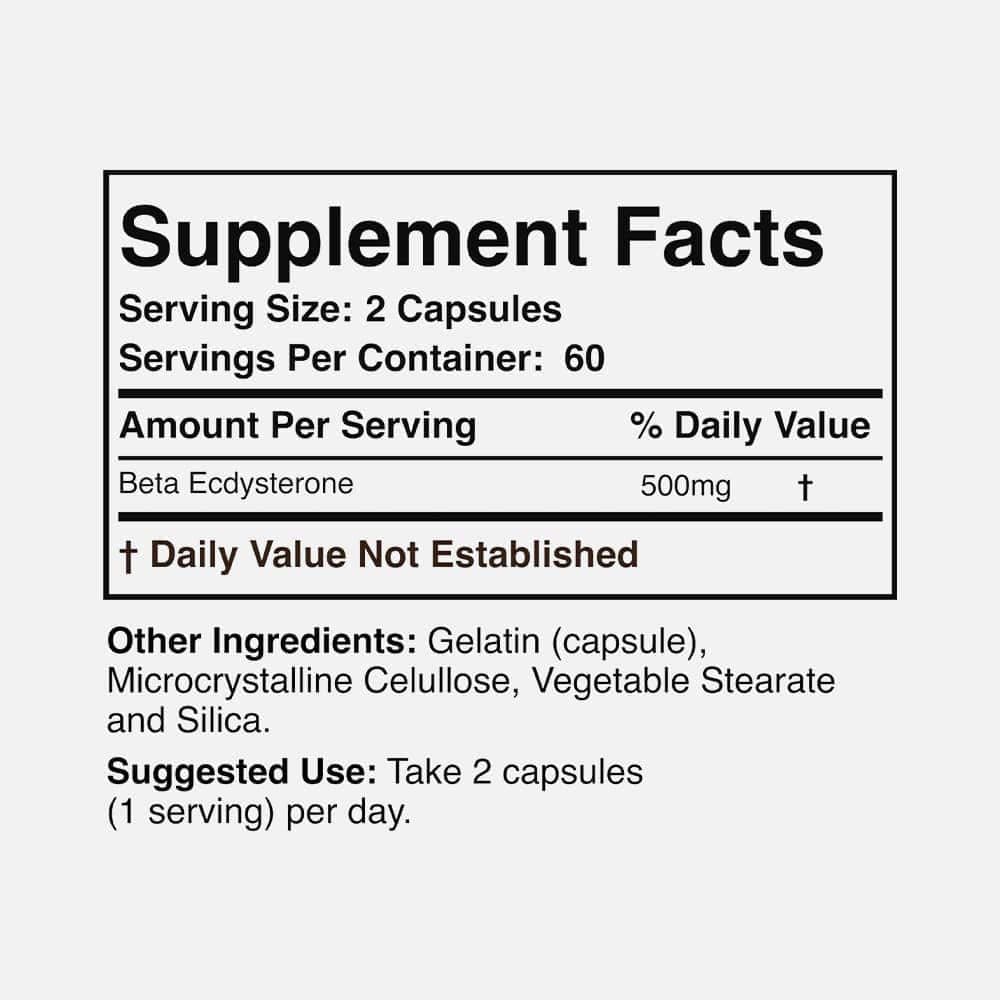 Beta Ecdysterone 500mg - 120 Capsules