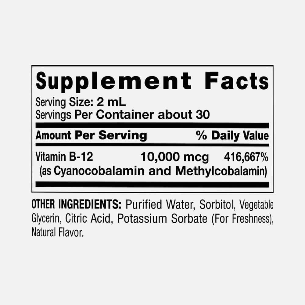Vitamin B12 Liquid Drops 10,000mcg - 2 fl oz