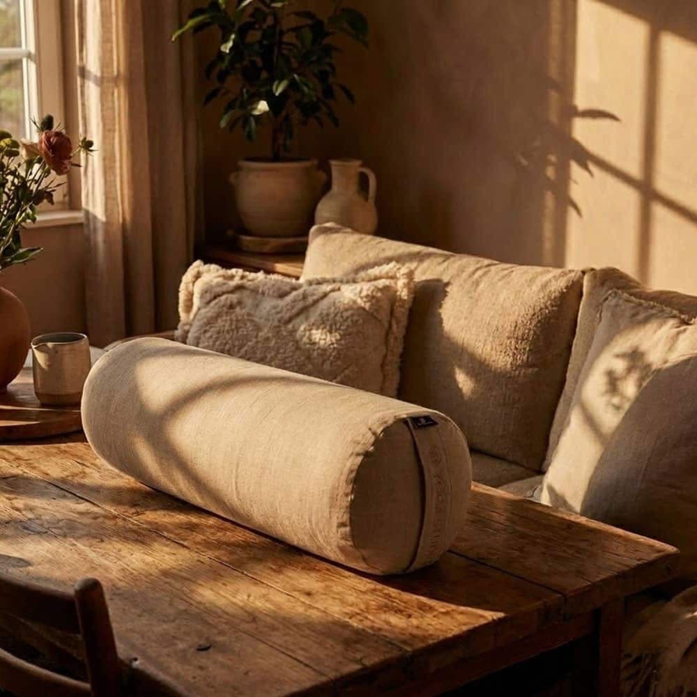 Organic Buckwheat Linen Yoga Bolster 23cm x 60cm