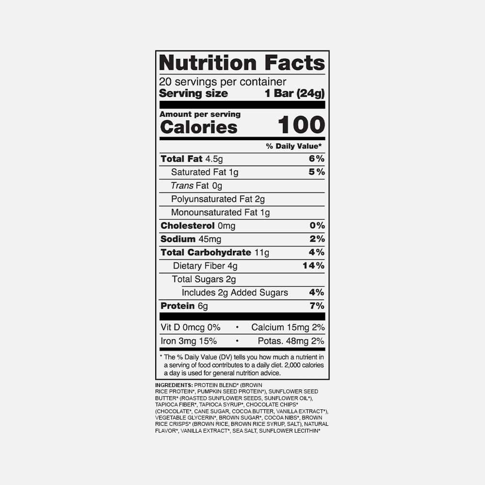 Organic Protein Bar Minis 6g - 20 Chocolate Chip Dough Bars