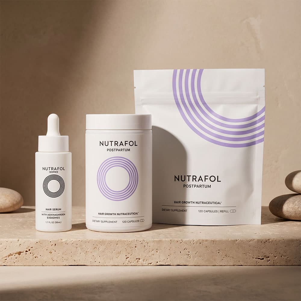 Nutrafol Postpartum Hair Growth & Serum Bundle, 360 Capsules – 3-Month Supply