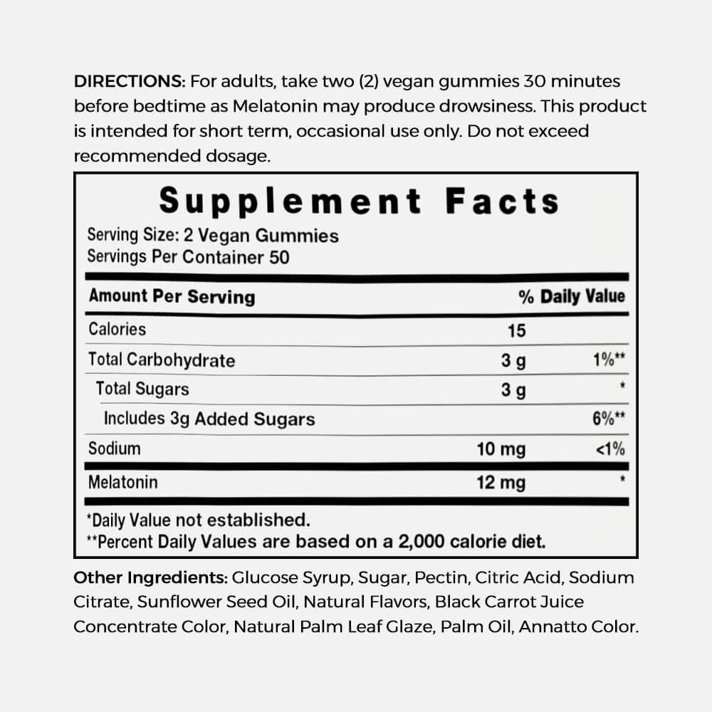 Melatonin 12mg - 100 Berry Flavor Vegan Gummies