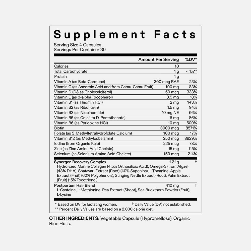 Nutrafol Postpartum Hair Growth Support, 120 Capsules – 1-Month Refill Pouch