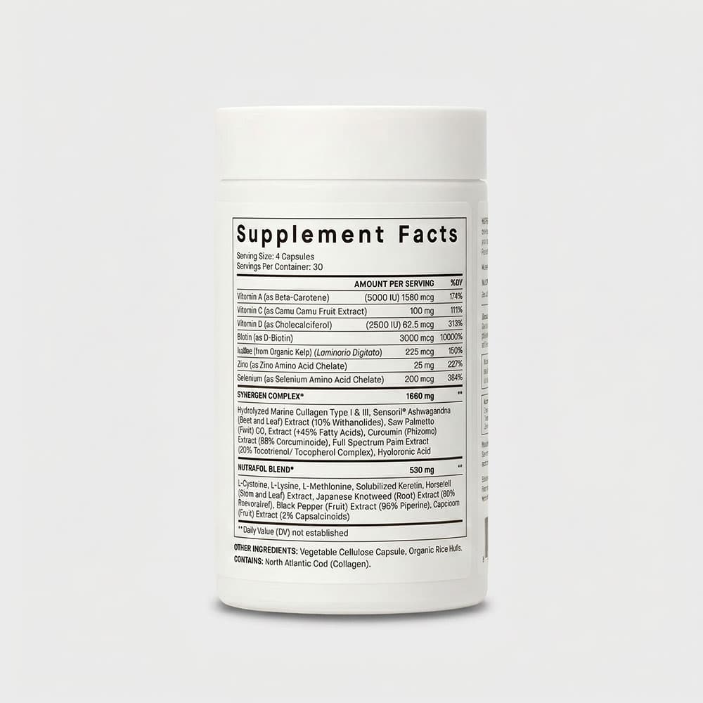 Nutrafol Vegan Hair Growth for Women Ages 18–44, 120 Capsules – 1-Month Supply