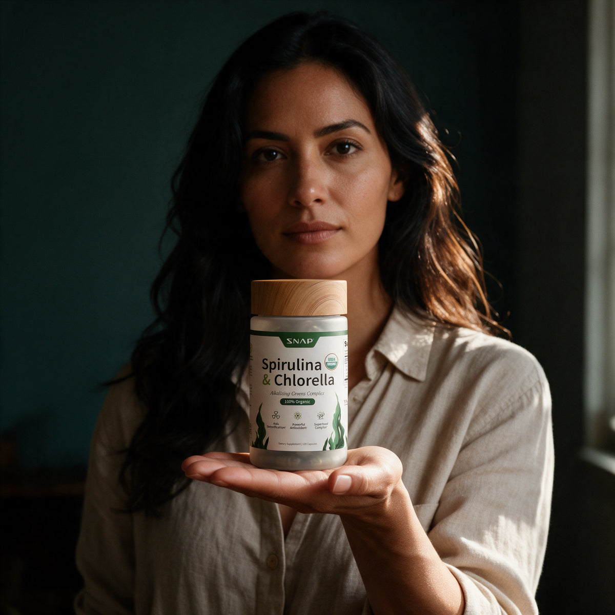 Snap Supplements - Organic Spirulina and Chlorella - 120 Capsules