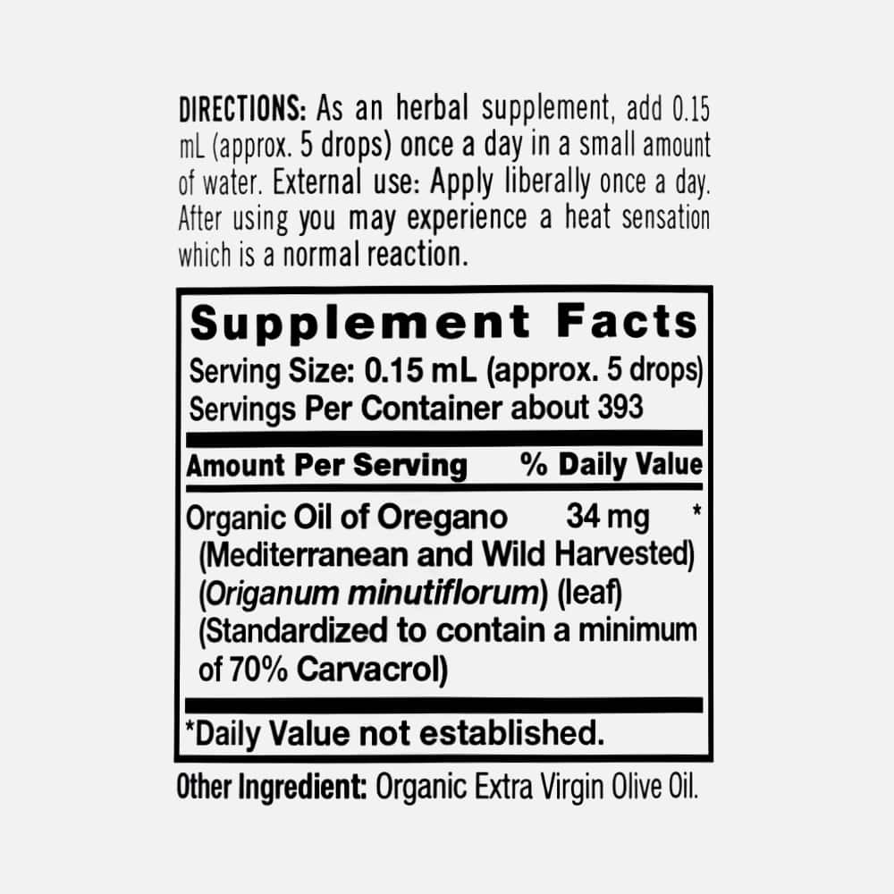 Organic Oil of Oregano 34mg - 2 fl oz Liquid Drops