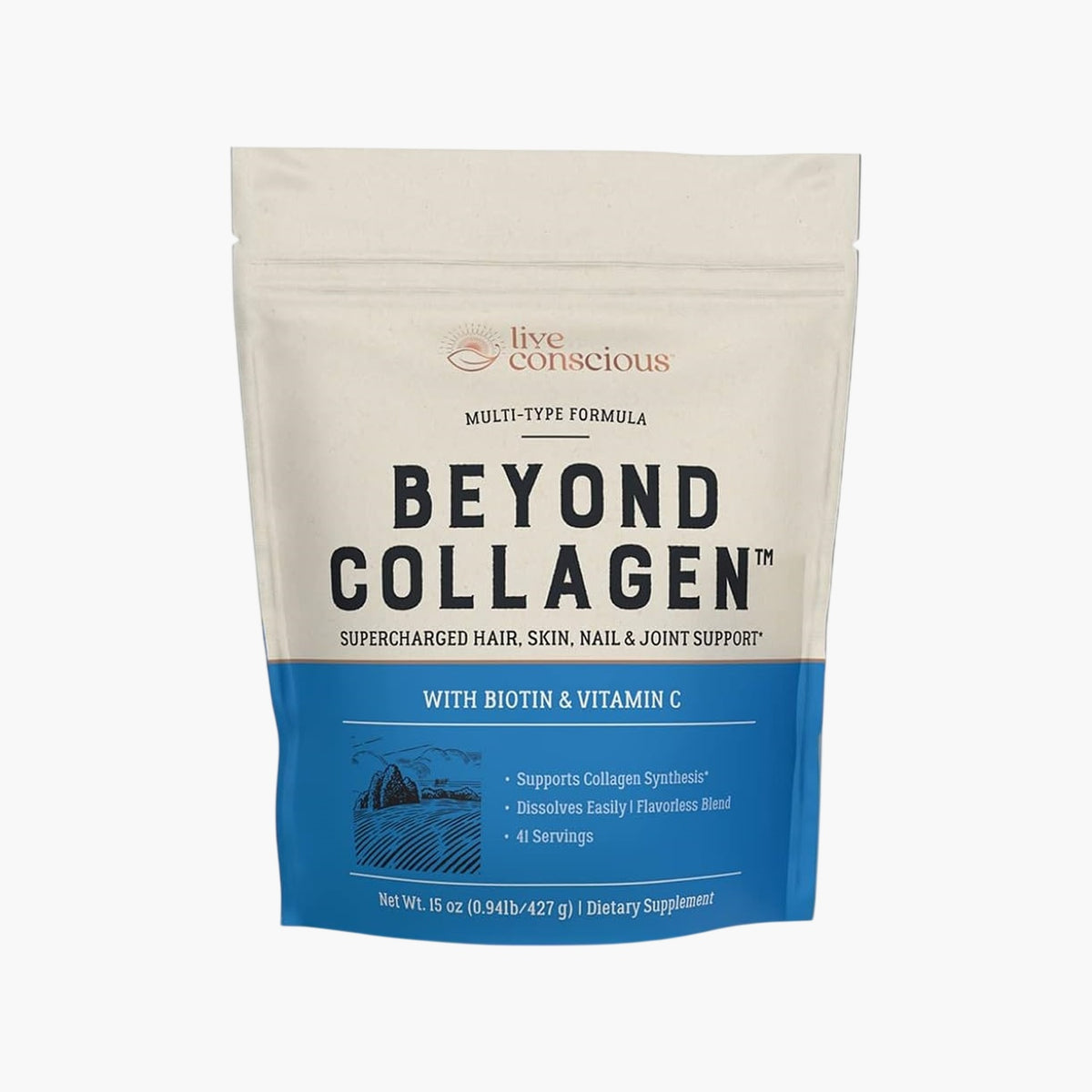 Live Conscious - Beyond Collagen Multi Collagen Powder - Unflavored - 41 Servings