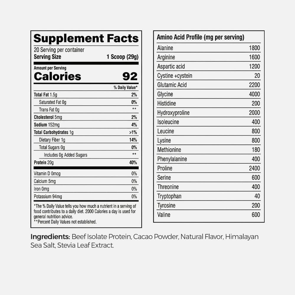 Grass-Fed Beef Isolate Protein 20g - 1.1 lb Powder