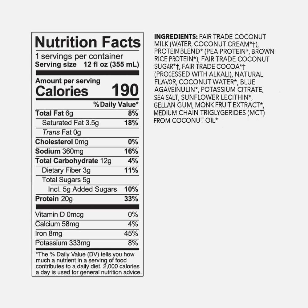 Organic Plant Protein Shake 20g - 12 Bottles (Chocolate Sea Salt)