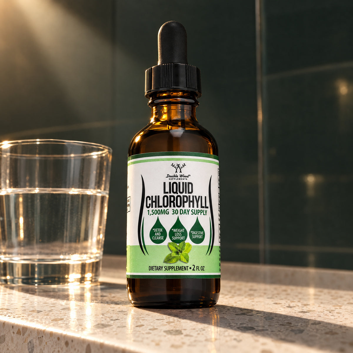 Double Wood Supplements - Chlorophyll Liquid Drops (Peppermint) - 2 Fl Oz