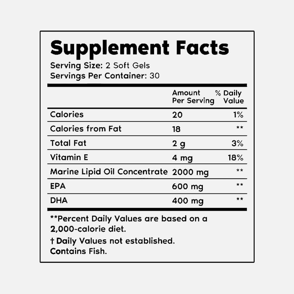 Omega-3 Fish Oil 1000mg (EPA & DHA) - 60 Softgels
