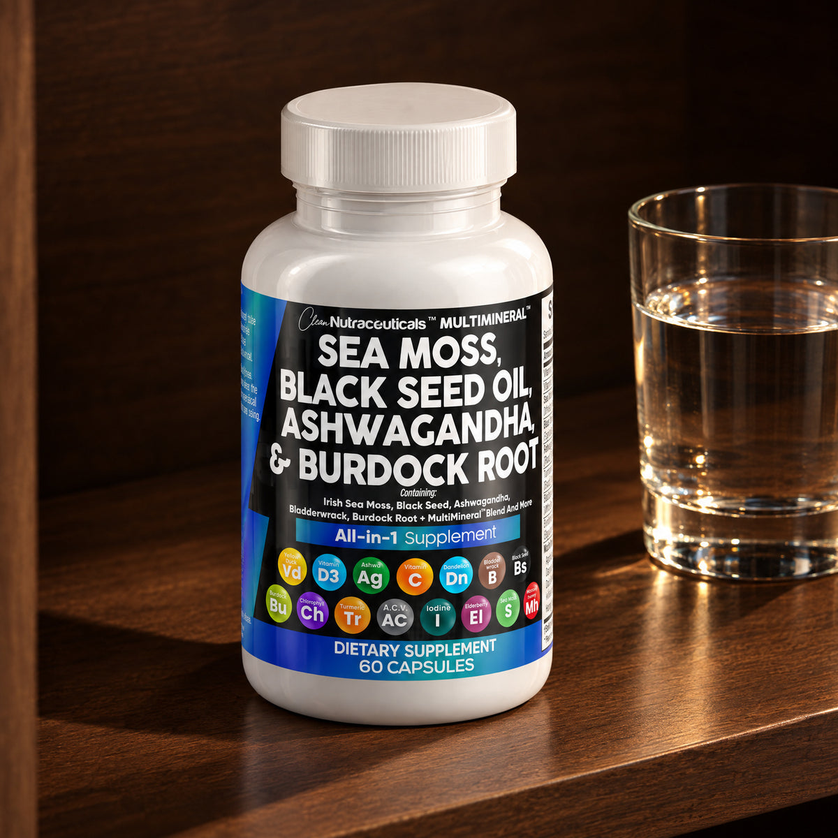 Clean Nutraceuticals - 15-in-1 Sea Moss Multi-Mineral - 60 Capsules