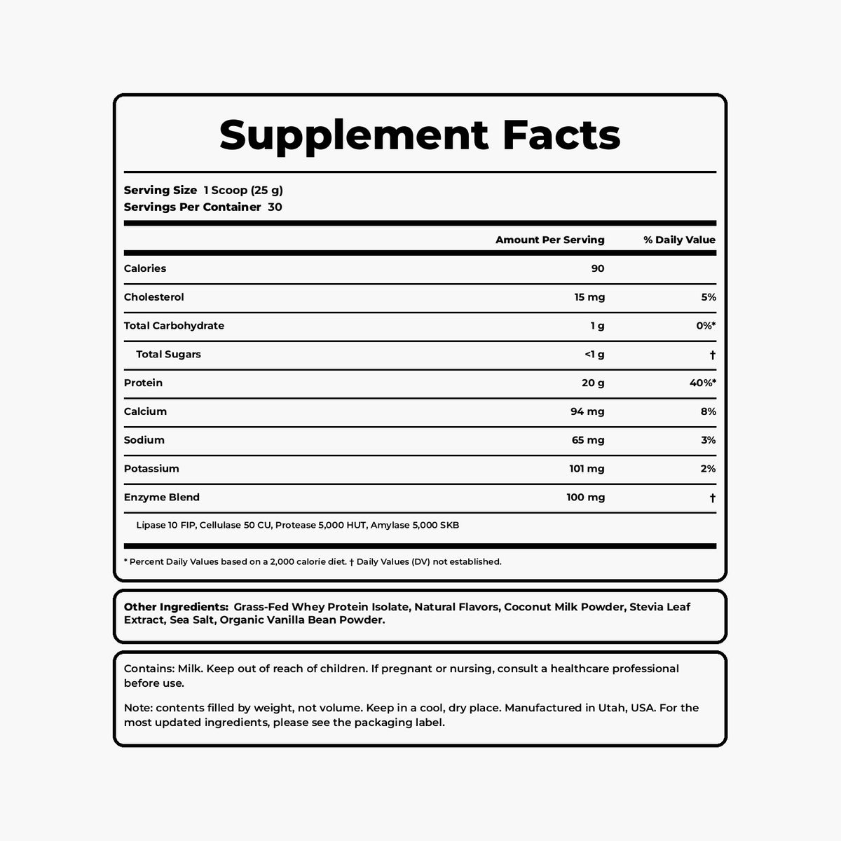 Clean Simple Eats - Grass-Fed Whey Protein - Simply Vanilla - 30 Servings