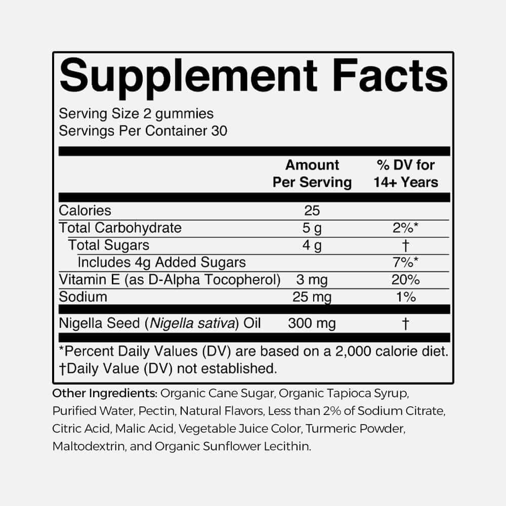 Black Seed Oil 300mg - 60 Vegan Gummies