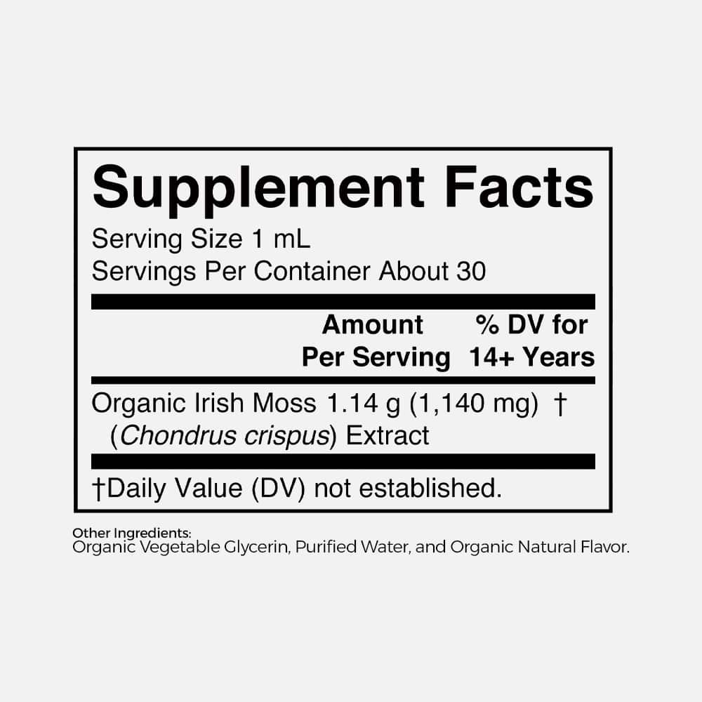 Organic Irish Sea Moss 1140mg - 1 fl oz Liquid Drops