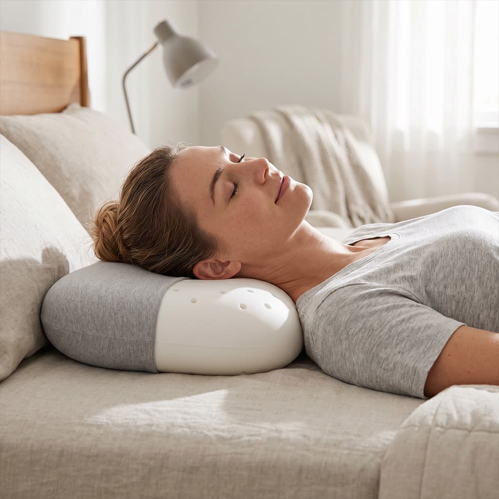 Memory Foam Cooling Bed Pillow - Ergonomic Flat Design
