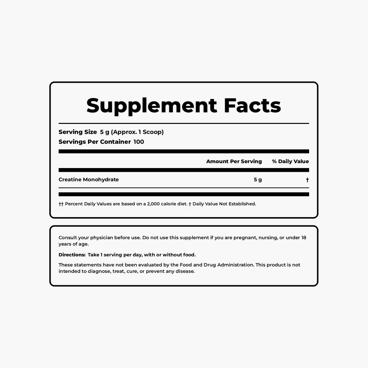 Creatine Monohydrate 5g - 100 Serving Powder