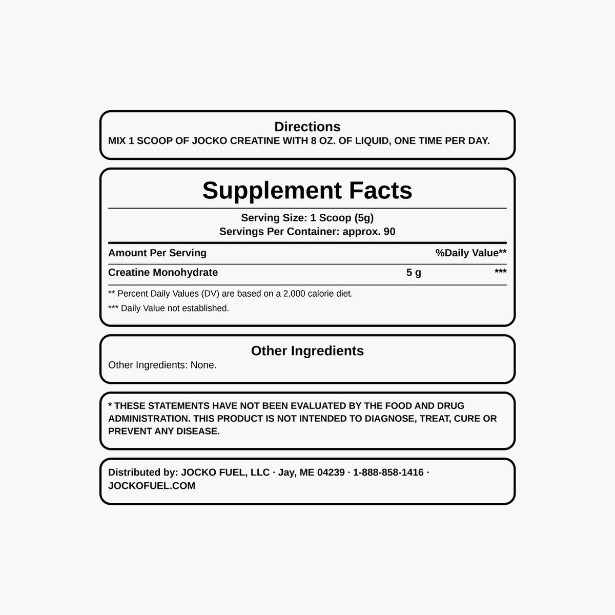 Jocko Fuel - Creatine Monohydrate - Unflavored - 454 g - 90 Servings