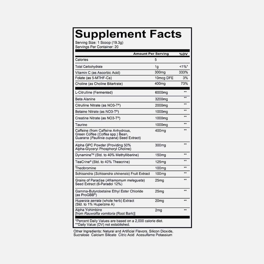 Total War Black Ops Preworkout 400mg - 20 Servings Powder