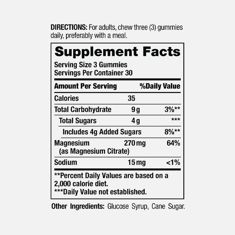 Magnesium Citrate 270mg - 90 Gummies (Raspberry)