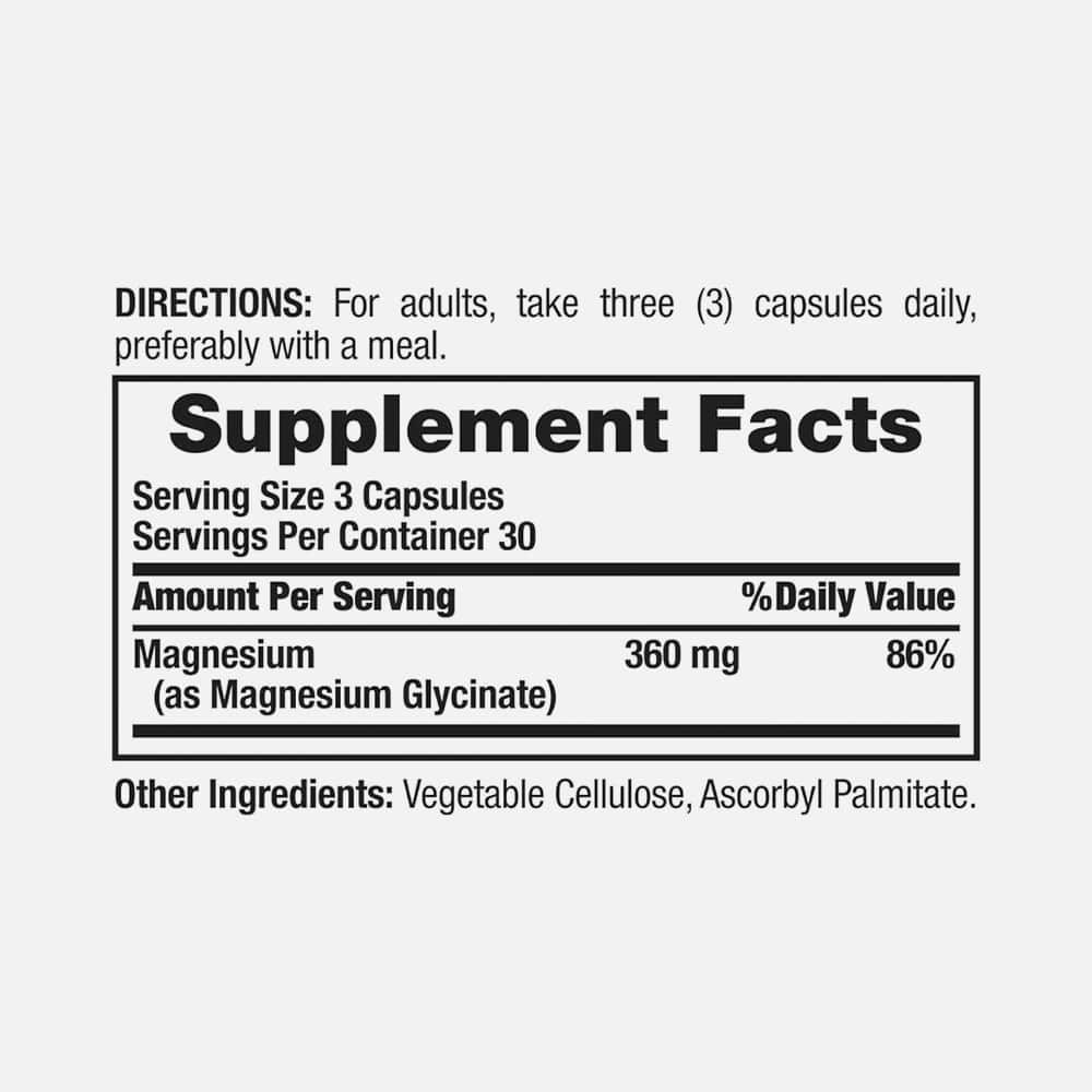 Magnesium Glycinate 360mg - 90 Capsules