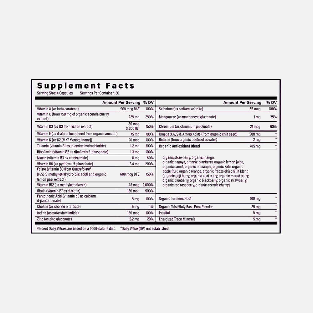 Organic Multivitamin A, C, D & More - 120 Capsules