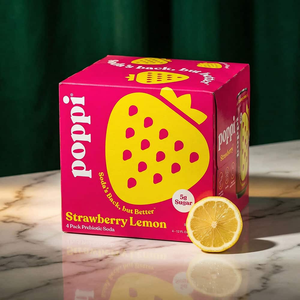 Poppi Strawberry Lemon Prebiotic Soda - Pack of 4